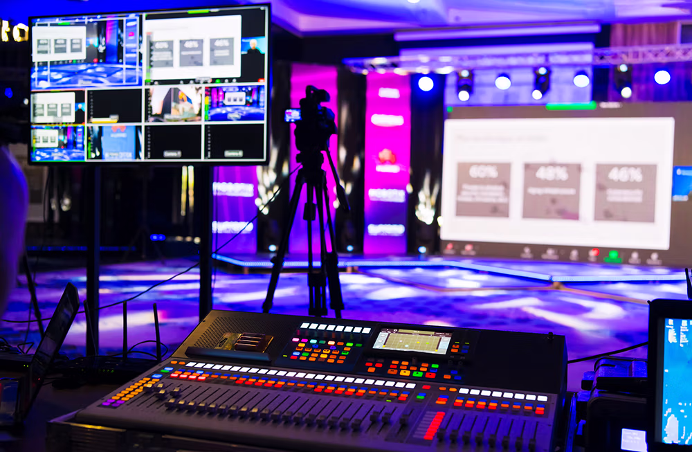 Live event production and broadcast control at a corporate event
